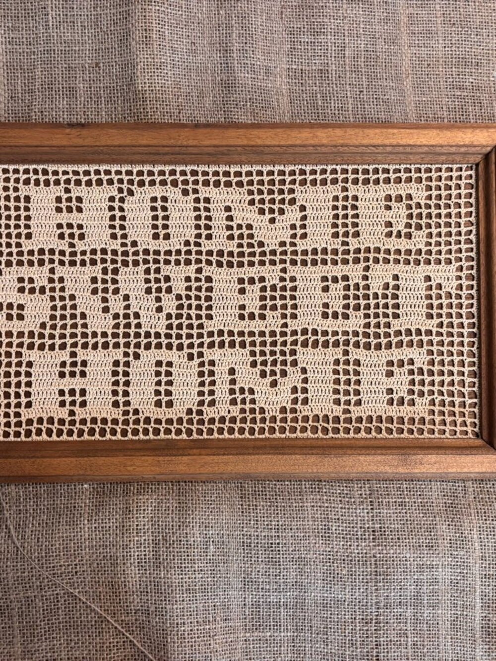 VTG Framed Crochet Home Sweet Home Sign Wall Decor Cottagecore Farmhouse - Picture 4 of 11